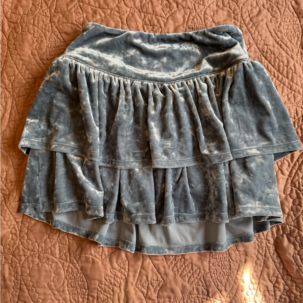 Silver velvet tiered skirt